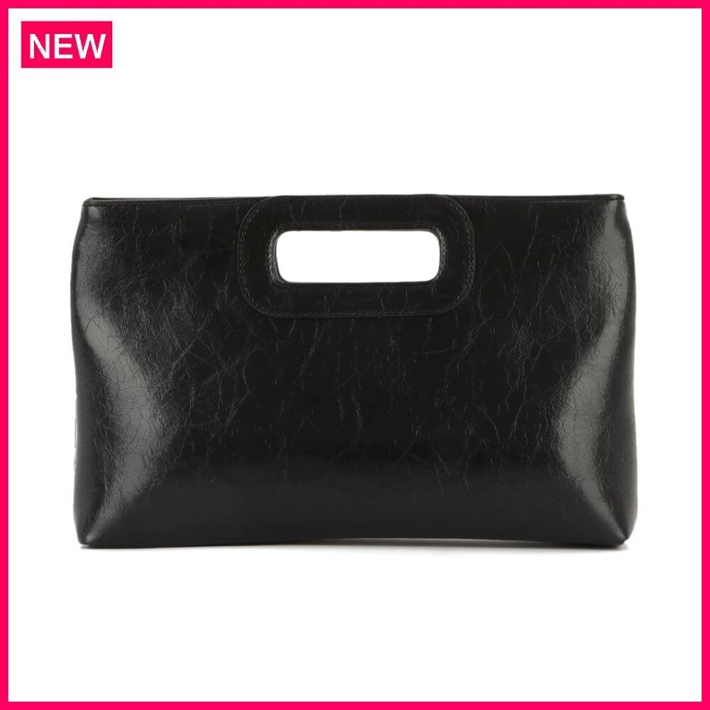 PU Leather Evening Clutch with Detachable Chain, 11.8" Handbag for Weddings